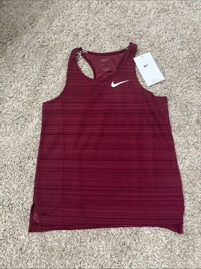 Nike Kids Burgundy Racerback Tank Top with White Swoosh